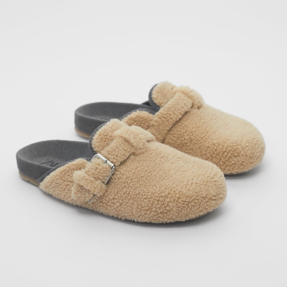 Zara Shearling Clogs 2.5